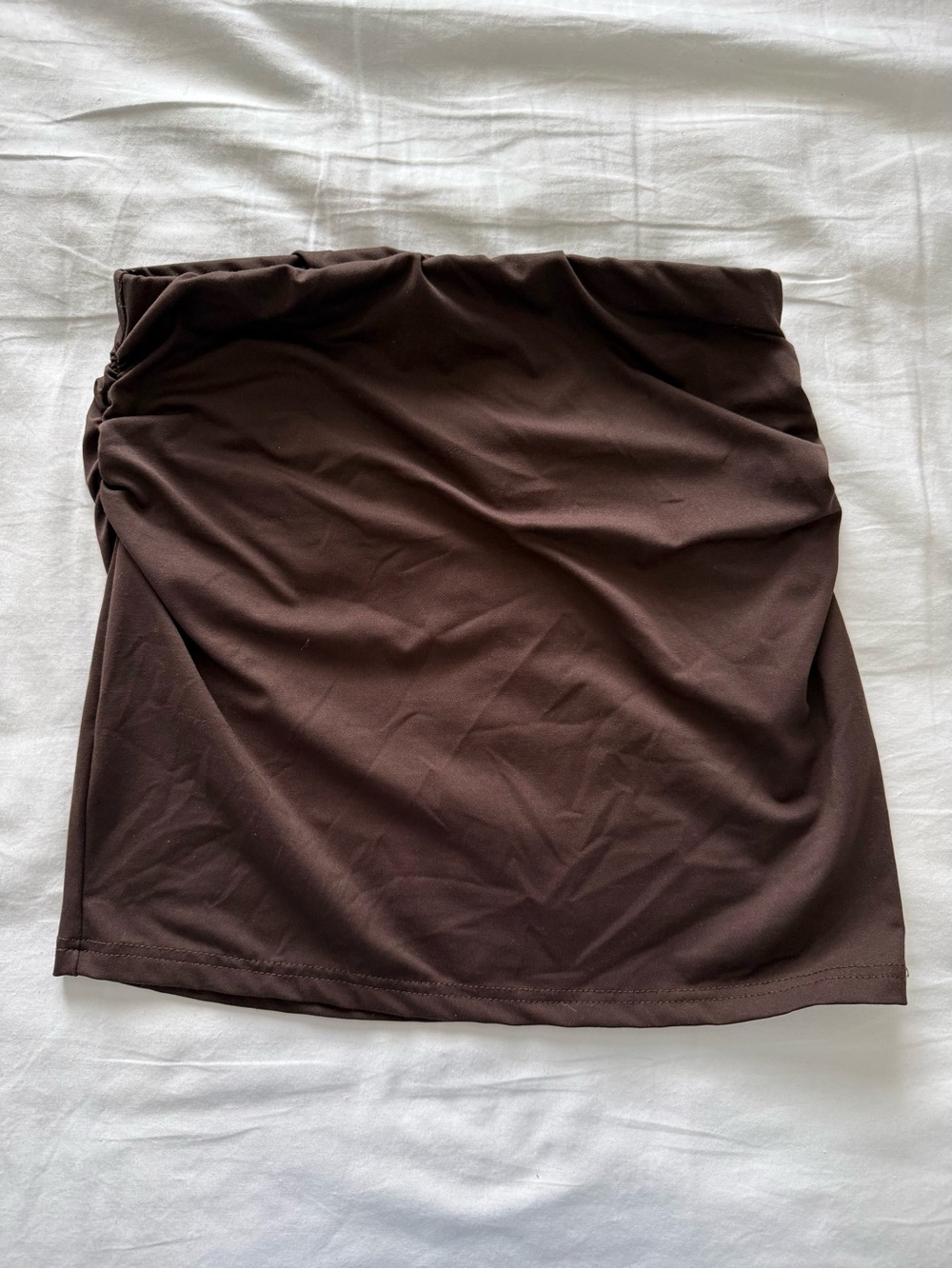 Brown Mini Skirt with Ruching (size medium)